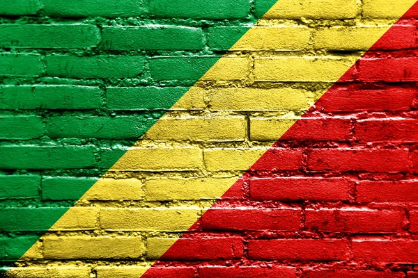 Congo Bandera de la República pintado en la pared de ladrillo —  Fotos de Stock