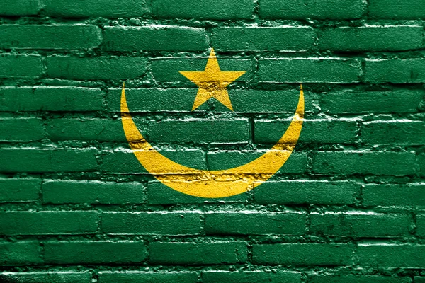 毛里塔尼亚国旗画在砖墙上 — 图库照片