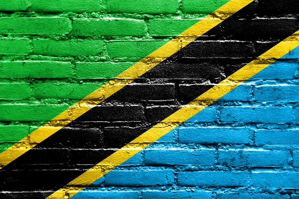 レンガの壁に描かれたタンザニアの国旗 — ストック写真