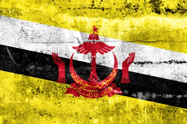 Brunei Flag painted on grunge wall — Stock Photo, Image