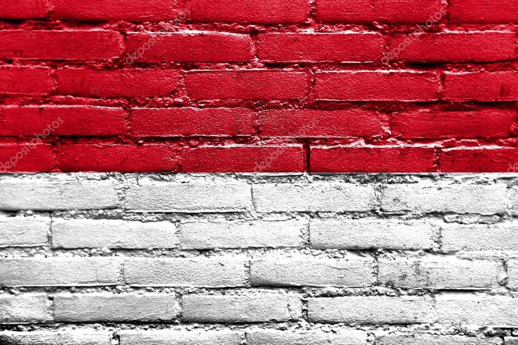Indonesia Flag painted on brick wall