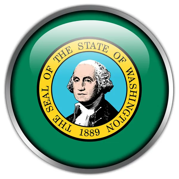 Pulsante lucido Washington State Flag — Foto Stock