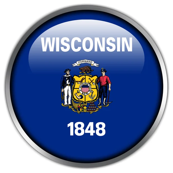 Wisconsin State Flag glossy button — Stock Photo, Image