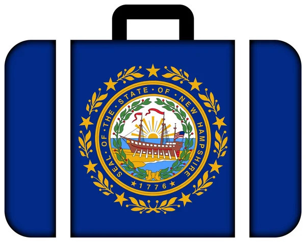 Чемодан с флагом штата Нью-Гэмпшир — стоковое фото