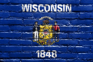 tuğla duvara boyalı wisconsin eyalet bayrağı