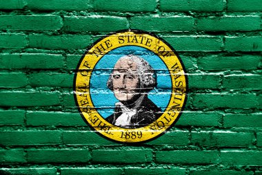 Washington Devlet bayrağı tuğla duvara boyalı