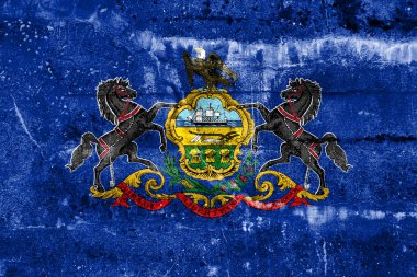 Pennsylvania State Flag painted on grunge wall clipart