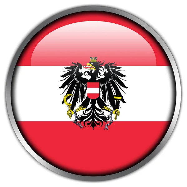 Österreich Flagge glänzend Knopf — Stockfoto