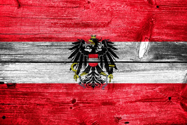 Austria Flag painted on old wood plank texture — Stock Photo, Image