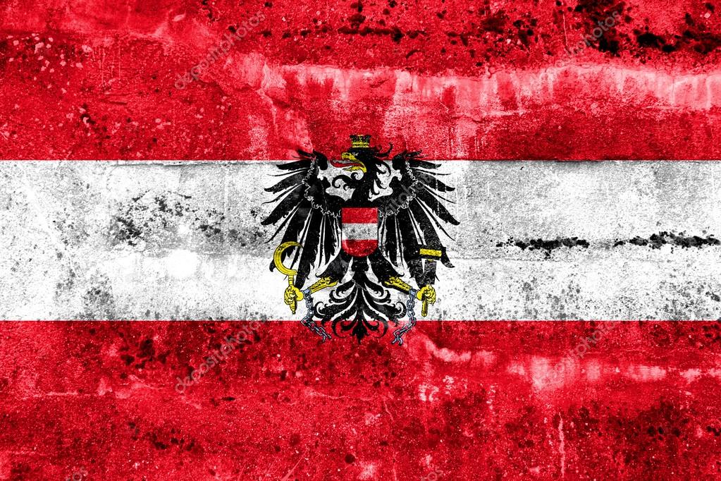 Österreich-Flagge auf Grunge-Wand gemalt - Stockfotografie: lizenzfreie  Fotos © PromesaStudio 40458517