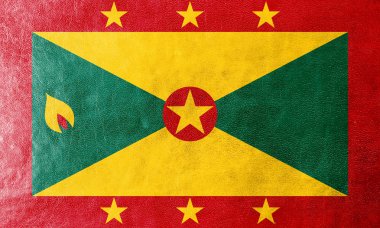 deri dokusu üzerinde boyalı grenada bayrağı
