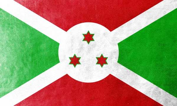 Bandera de Burundi pintada sobre textura de cuero — Foto de Stock