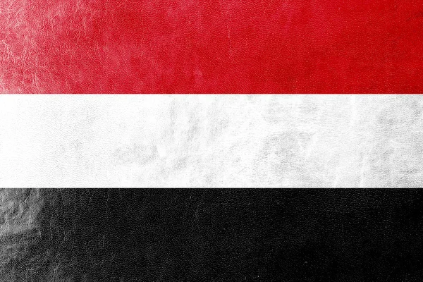 Yemen Bandiera dipinta su texture in pelle — Foto Stock