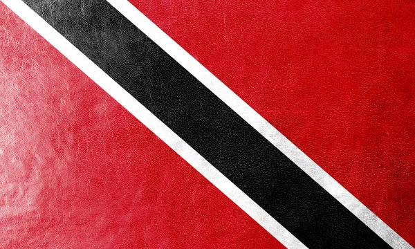 Trinidad en tobago vlag geschilderd op leder texture — Stockfoto