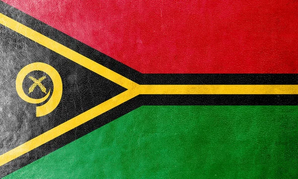 Bandera Vanuatu pintada sobre textura de cuero — Foto de Stock