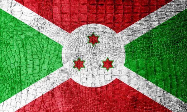 Burundi vlag geschilderd op luxe krokodil textuur — Stockfoto