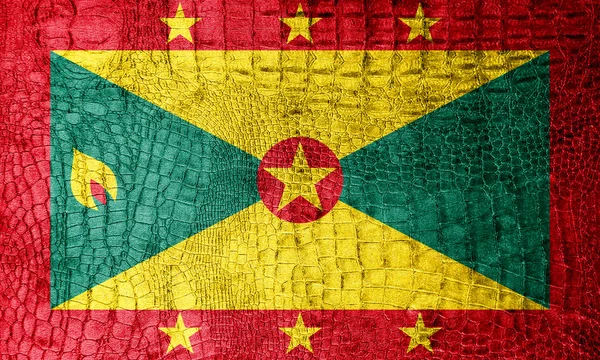 Grenada vlajka na luxusní krokodýlí textura — Stock fotografie