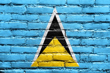 Saint lucia bayrak tuğla duvara boyalı
