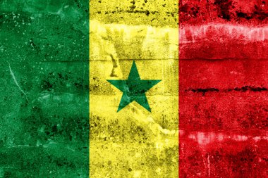 Senegal bayrak grunge duvara boyalı