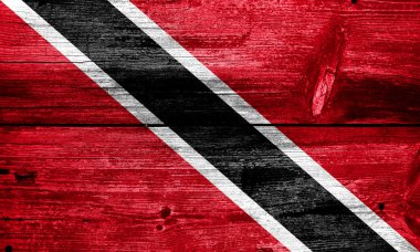Trinidad ve tobago bayrağı eski ahşap tahta dokusu üzerinde boyalı