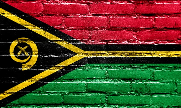 Vanuatu Bandeira pintada na parede de tijolo — Fotografia de Stock