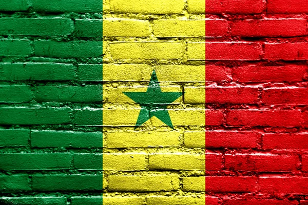 Senegalská vlajka maloval na zdi — ストック写真