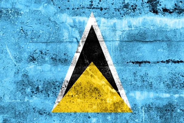 Saint Lucia Flag painted on grunge wall — Stock Photo, Image