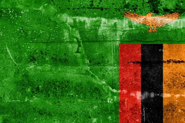Flaga Zambii namalowane na ścianie grunge — Zdjęcie stockowe