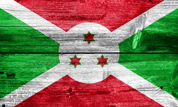 Flaga Burundi malowane na stary tekstura drewna deski — Zdjęcie stockowe