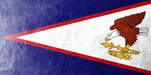 美属萨摩亚国旗画在皮革纹理 — 图库照片