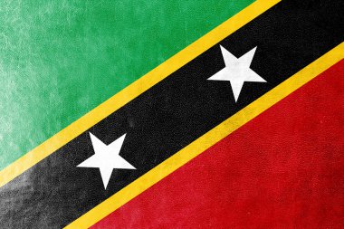 Saint kitts ve nevis bayrak deri dokusu üzerinde boyalı