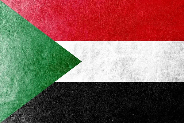 Sudan-Flagge auf Leder-Textur gemalt — Stockfoto