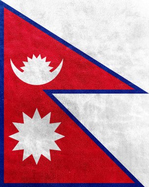deri dokusu üzerinde boyalı nepal bayrağı