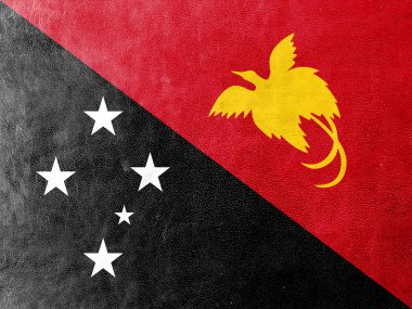 deri dokusu üzerinde boyalı papua Yeni Gine bayrağı