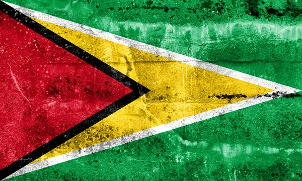 Guyana vlag geschilderd op grunge muur — Stockfoto