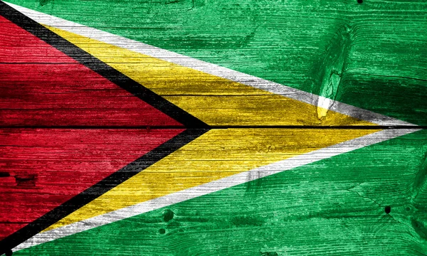 Guyana vlag geschilderd op oude houten plank textuur — Stockfoto