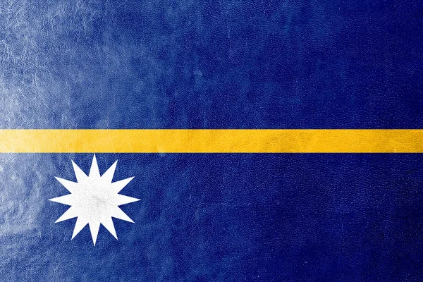Nauru Drapeau peint sur la texture du cuir — Photo