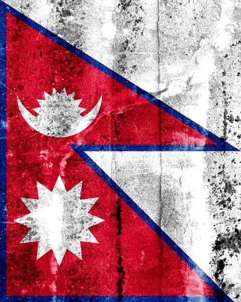 尼泊尔国旗画在 grunge 的墙上 — 图库照片