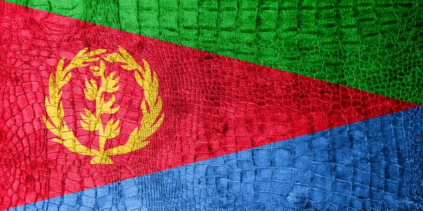 Eritrea vlajka na luxusní krokodýlí textura — Stock fotografie