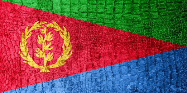 Eritrea vlag geschilderd op luxe krokodil textuur — Stockfoto