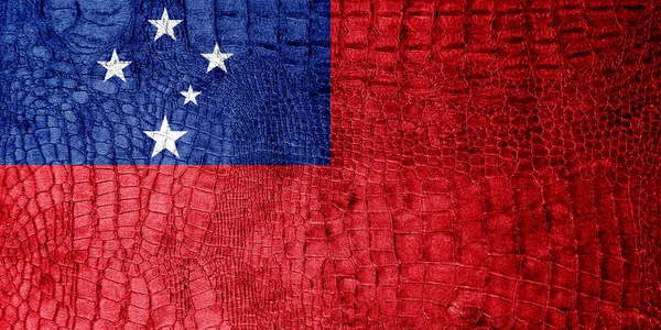 Bandera de Samoa pintada en textura de cocodrilo de lujo — Foto de Stock