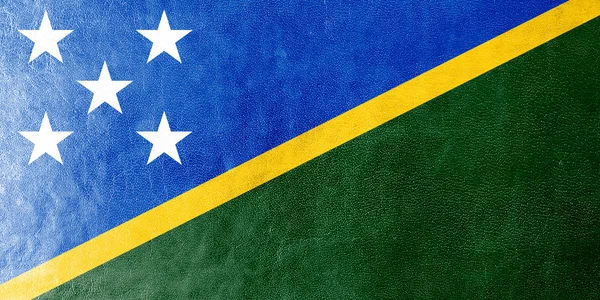 Solomon Islands Flagge auf Leder-Textur gemalt — Stockfoto