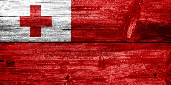 Tonga vlag geschilderd op oude houten plank textuur — Stockfoto