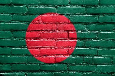 tuğla duvara boyalı Bangladeş bayrağı