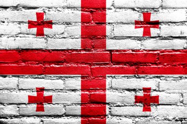 tuğla duvara boyalı Gürcistan bayrağı