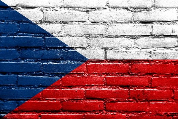 レンガの壁に描かれたチェコ共和国の国旗 — ストック写真