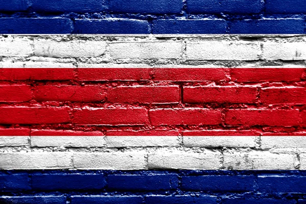 Costa Rica Drapeau peint sur un mur de briques — Photo