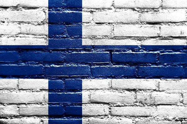 Finland Flag painted on brick wall — Stock Photo, Image