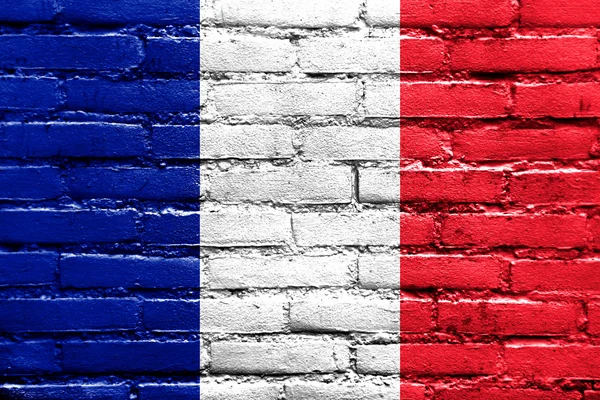 Bandera de Francia pintada sobre pared de ladrillo —  Fotos de Stock