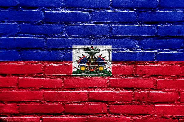 Haiti Flag painted on brick wall — Stock Photo, Image